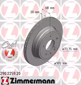 Тормозной диск ZIMMERMANN для JAGUAR XK 8 купе (X100) 4.0