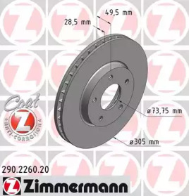 Тормозной диск ZIMMERMANN для JAGUAR XK 8 купе (X100) 4.0
