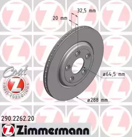 Тормозной диск ZIMMERMANN для JAGUAR S-TYPE (X200) 2.7 D