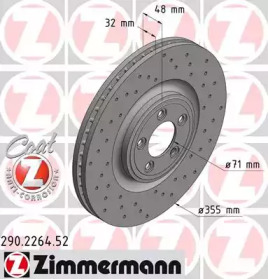 Тормозной диск ZIMMERMANN для JAGUAR XJ (X351) 3.0 D