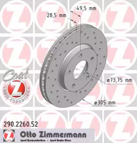 Тормозной диск ZIMMERMANN для JAGUAR XK 8 купе (X100) 4.0