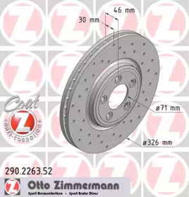 Тормозной диск ZIMMERMANN для JAGUAR S-TYPE (X200) 2.7 D