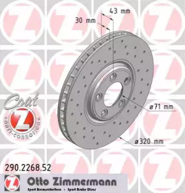 Тормозной диск ZIMMERMANN для JAGUAR S-TYPE (X200) 2.7 D