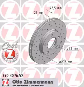 Тормозной диск ZIMMERMANN для MAZDA 3 седан (BL) 1.6 MZR CD