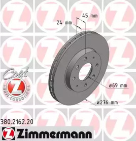 Тормозной диск ZIMMERMANN для MITSUBISHI GALANT V седан (E5_A, E7_A, E8_A) 2.5 V6-24 4WD (E88A)