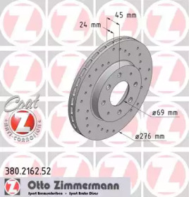 Тормозной диск ZIMMERMANN для MITSUBISHI GALANT V седан (E5_A, E7_A, E8_A) 2.5 V6-24 4WD (E88A)
