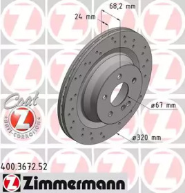 Тормозной диск ZIMMERMANN для MERCEDES-BENZ CLS (C218) CLS 500 (218.373)