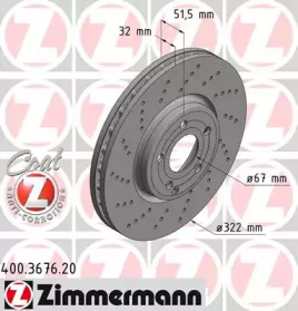 Тормозной диск ZIMMERMANN для MERCEDES-BENZ CLS (C218) CLS 400 (218.361)