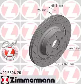 Тормозной диск ZIMMERMANN для MERCEDES-BENZ CLS (C218) CLS 63 AMG 4-matic (218.392)