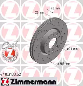 Тормозной диск ZIMMERMANN для PEUGEOT 308 SW II 1.6 THP 163