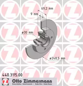 Тормозной диск ZIMMERMANN для PEUGEOT 207 CC (WD_) 1.6 HDi