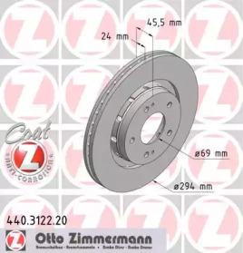 Тормозной диск ZIMMERMANN для MITSUBISHI OUTLANDER III (GG_W, GF_W, ZJ) 2.2 Di-D 4WD (GF6W)