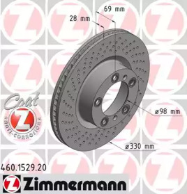 Тормозной диск ZIMMERMANN для PORSCHE 911 Кабриолет (997) 3.6 Carrera