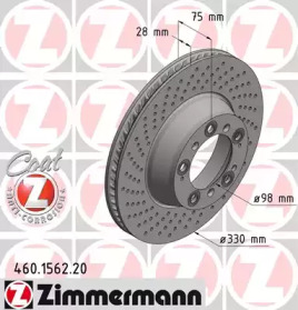 Тормозной диск ZIMMERMANN для PORSCHE 911 Кабриолет (997) 3.6 Carrera