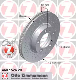 Тормозной диск ZIMMERMANN для PORSCHE 911 Кабриолет (997) 3.6 Carrera 4