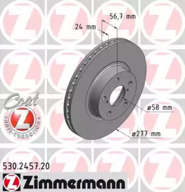 Тормозной диск ZIMMERMANN для SUBARU IMPREZA седан (GD) 2.0 WRX Turbo AWD