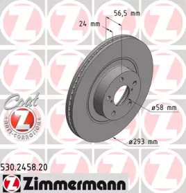 Тормозной диск ZIMMERMANN для SUBARU IMPREZA седан (GD) 2.0 WRX Turbo AWD