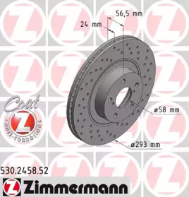 Тормозной диск ZIMMERMANN для SUBARU IMPREZA седан (GD) 2.0 WRX Turbo AWD