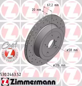 Дисковой тормозной механизм ZIMMERMANN для SUBARU IMPREZA седан (GD) 2.0 WRX STi AWD (GDB)