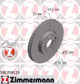 Тормозной диск ZIMMERMANN для TOYOTA AVENSIS (_T22_) 1.8 VVT-i (ZZT221_)