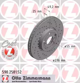 Тормозной диск ZIMMERMANN для TOYOTA AVENSIS (_T22_) 1.8 VVT-i (ZZT221_)