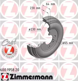 Тормозной барабан ZIMMERMANN для VW GOLF II (19E, 1G1) 1.8 i Cat Syncro