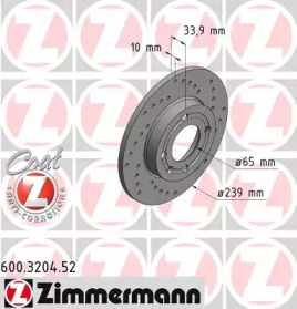Тормозной диск ZIMMERMANN для VW POLO (6N1) 64 1.9 D