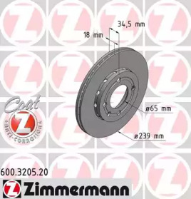 Тормозной диск ZIMMERMANN для VW POLO (6N1) 64 1.9 D