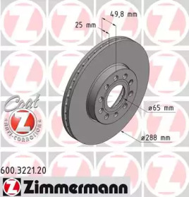 Тормозной диск ZIMMERMANN для VW CADDY IV Variant (SAB, SAJ) 2.0 TDI 4motion