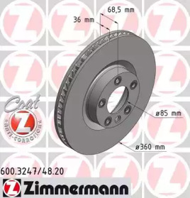Тормозной диск ZIMMERMANN для PORSCHE CAYENNE (92A) 3.0 Diesel