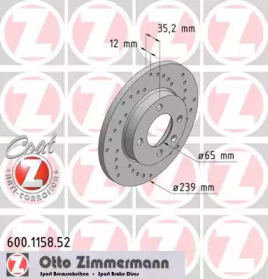 Тормозной диск ZIMMERMANN для VW GOLF II (19E, 1G1) 1.8 i Cat Syncro