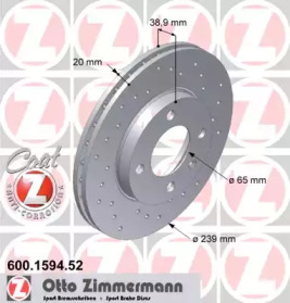 Тормозной диск ZIMMERMANN для VW GOLF II (19E, 1G1) 1.8 GTI 16V