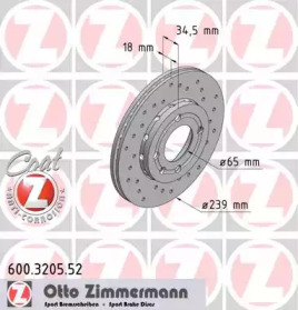 Тормозной диск ZIMMERMANN для VW POLO (6N1) 64 1.9 D