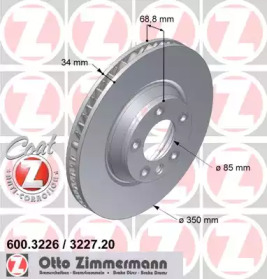 Тормозной диск ZIMMERMANN для PORSCHE CAYENNE (92A) 3.0 Diesel