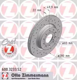 Тормозной диск ZIMMERMANN для VW GOLF VI (5K1) 2.0 TDI