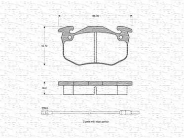 Тормозные колодки MAGNETI MARELLI для PEUGEOT 205 I (741A/C) 1.7 Diesel