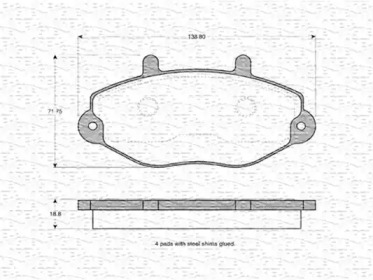 Дисковой тормозной механизм MAGNETI MARELLI для FORD TRANSIT Фургон (E_ _) 2.5 DI (EAS, EAL)