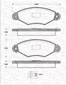 Тормозные колодки MAGNETI MARELLI для RENAULT KANGOO (KC0/1_) 1.4 (KC0C, KC0H, KC0B, KC0M)