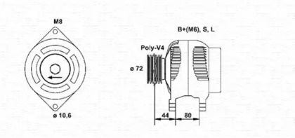 Генератор MAGNETI MARELLI для NISSAN SUNNY II Traveller (B12) 1.6 i
