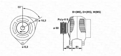 Генератор MAGNETI MARELLI для FORD SCORPIO II Turnier (GNR, GGR) 2.0 i