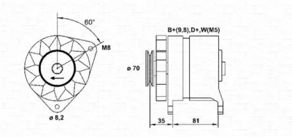 Генератор MAGNETI MARELLI для FORD SIERRA Хэтчбек (GBC, GBG) 2.3 D