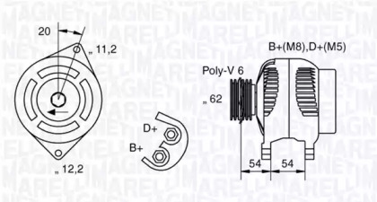 Генератор MAGNETI MARELLI для ALFA ROMEO 146 (930_) 1.9 JTD (930.B4B)