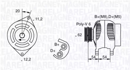 Генератор MAGNETI MARELLI для ALFA ROMEO 146 (930_) 2.0 16V Quadrifoglio (930.B5)