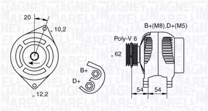 Генератор MAGNETI MARELLI для ALFA ROMEO 146 (930_) 1.9 JTD (930.B4B)