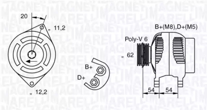 Генератор MAGNETI MARELLI для ALFA ROMEO 146 (930_) 1.9 JTD (930.B4B)