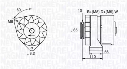 Генератор MAGNETI MARELLI для VW GOLF II (19E, 1G1) 1.8 i Cat Syncro