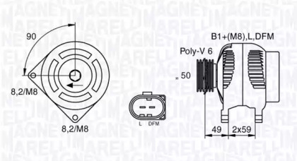 Генератор MAGNETI MARELLI для VW CADDY II Variant (9K9B) 1.4