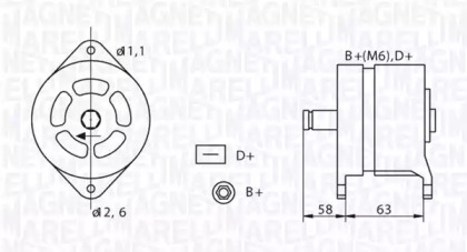 Генератор MAGNETI MARELLI для ALFA ROMEO AR 8 c бортовой платформой/ходовая часть (280_) 2.5 D