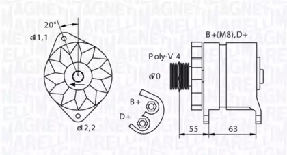 Генератор MAGNETI MARELLI для ALFA ROMEO 164 (164_) 2.0 Turbo