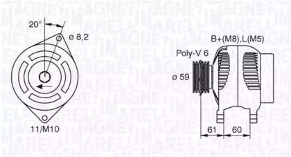 Генератор MAGNETI MARELLI для PEUGEOT BOXER автобус (244, Z_) 2.8 HDi